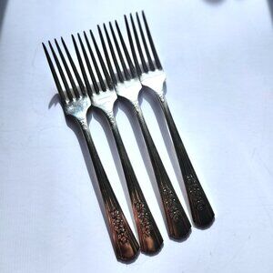Rosalie Fork Set of 4 Silverplate Wm A Rogers by Oneida Salad Dessert Luncheon